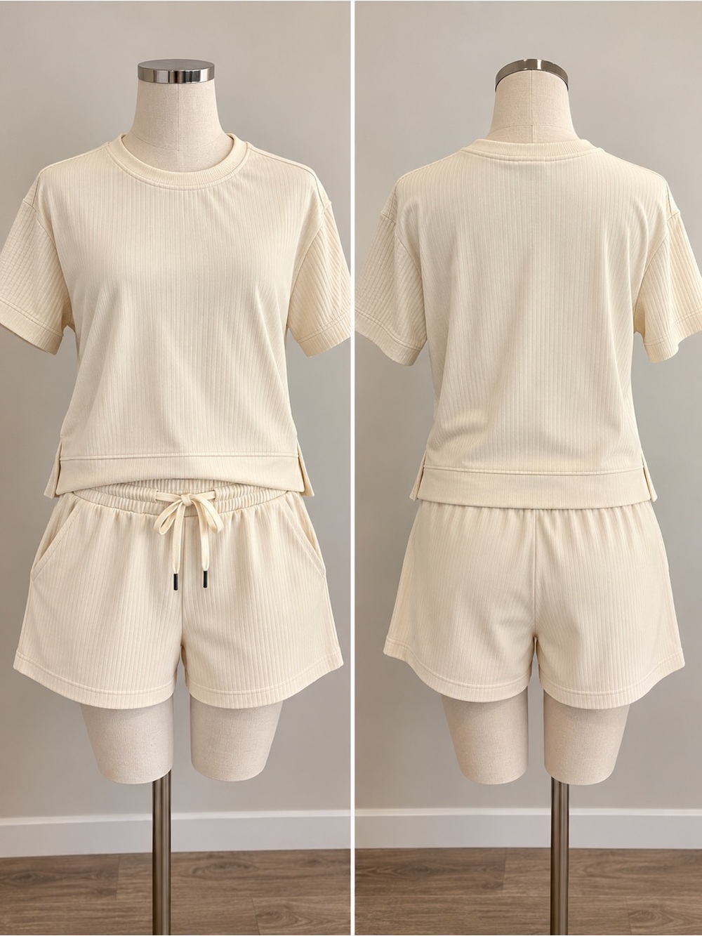 Orvis NWT 2-Piece Ribbed Lounge Set Cream Size Large